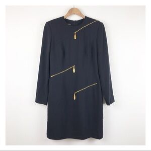 Escada‎ by Margaretha Ley Navy Wool Long Sleeve Dress Size 38